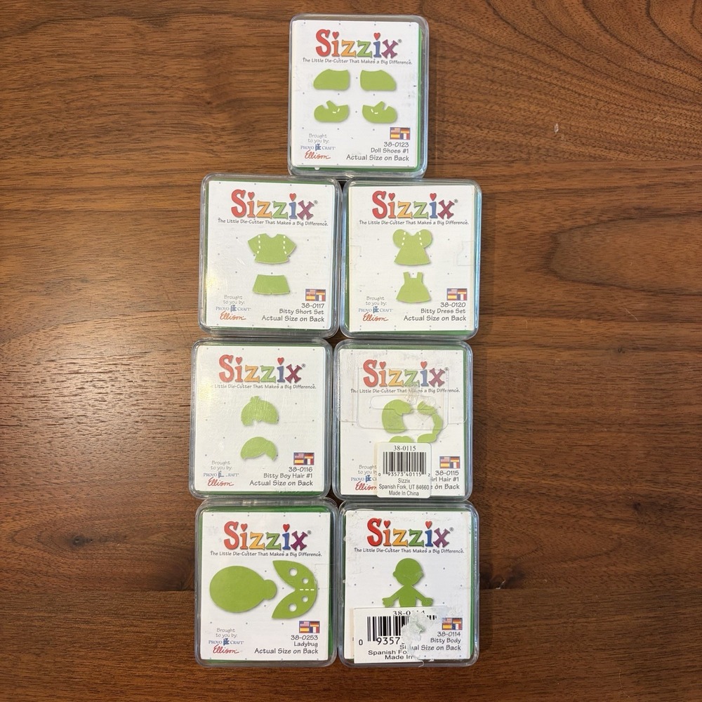Sizzix DRESS UP DOLLS Body Dress Shoes Shorts Hair Dies Ladybug Lot of 7